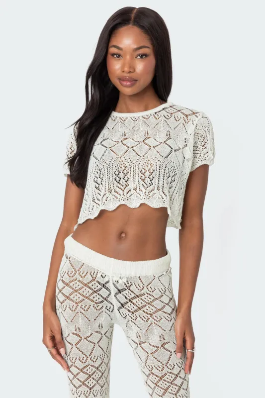 Fable Crochet Crop Top sold by Edikted