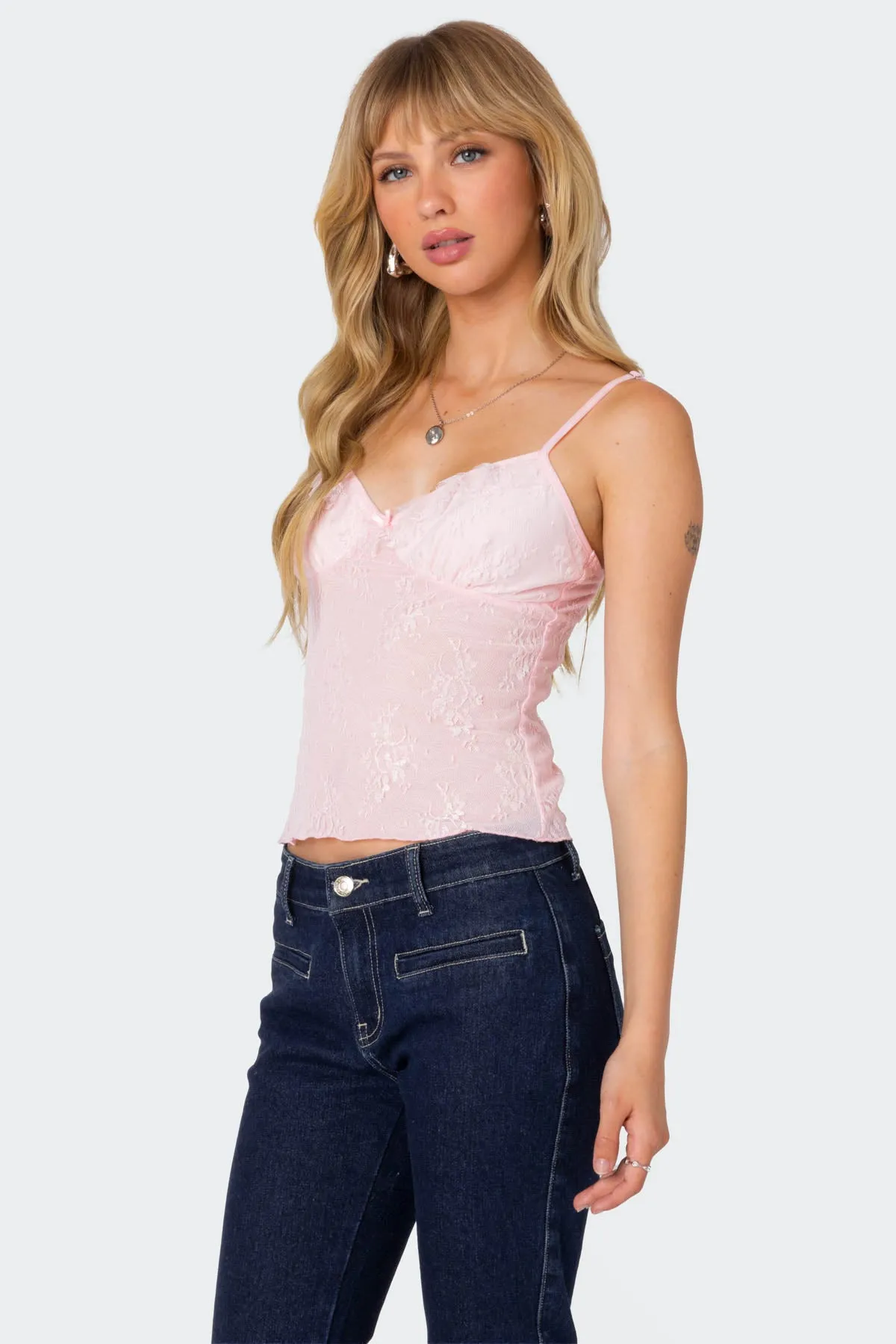 Angelina Sheer Lace Tank Top sold by Edikted product image thumbnail 3