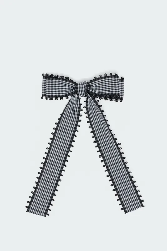Gingham Bow Hair Clip sold by Edikted