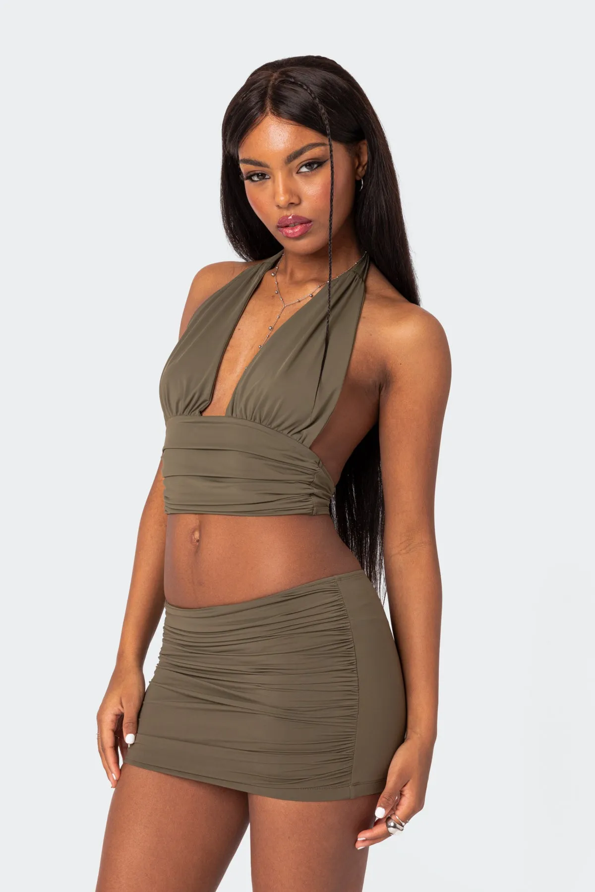 Kenya Gathered Halter Top sold by Edikted product image thumbnail 3