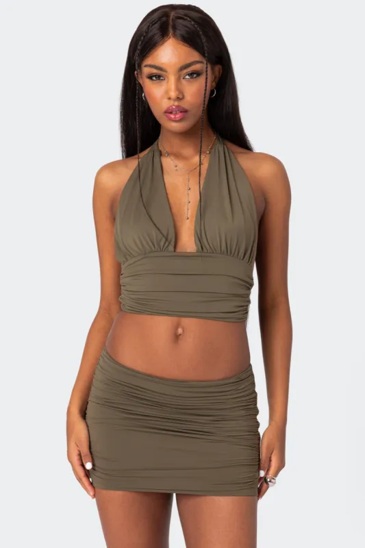 Kenya Gathered Halter Top sold by Edikted