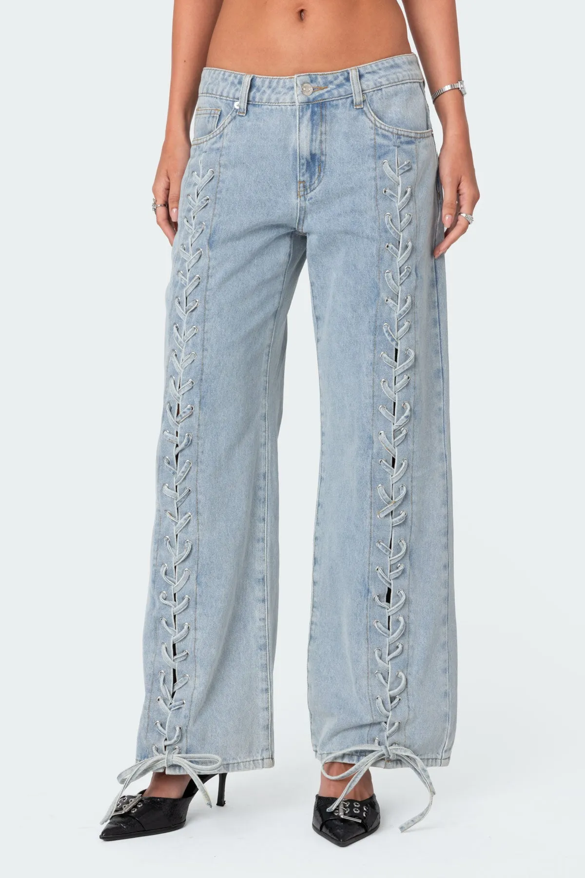 Laced Up Low Rise Jeans sold by Edikted product image thumbnail 2