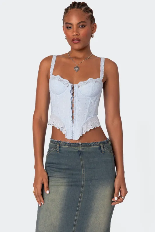 Asteria Eyelet Corset sold by Edikted