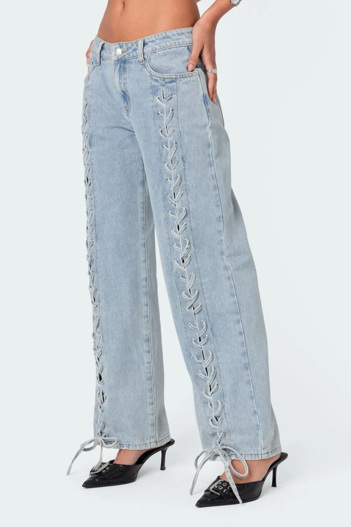 Laced Up Low Rise Jeans sold by Edikted product image thumbnail 5