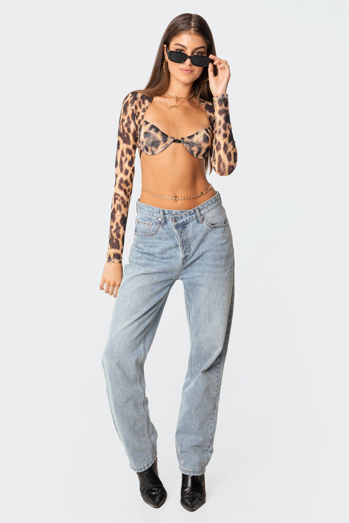 Keri Leopard Mesh Bra Top sold by Edikted product image thumbnail 3