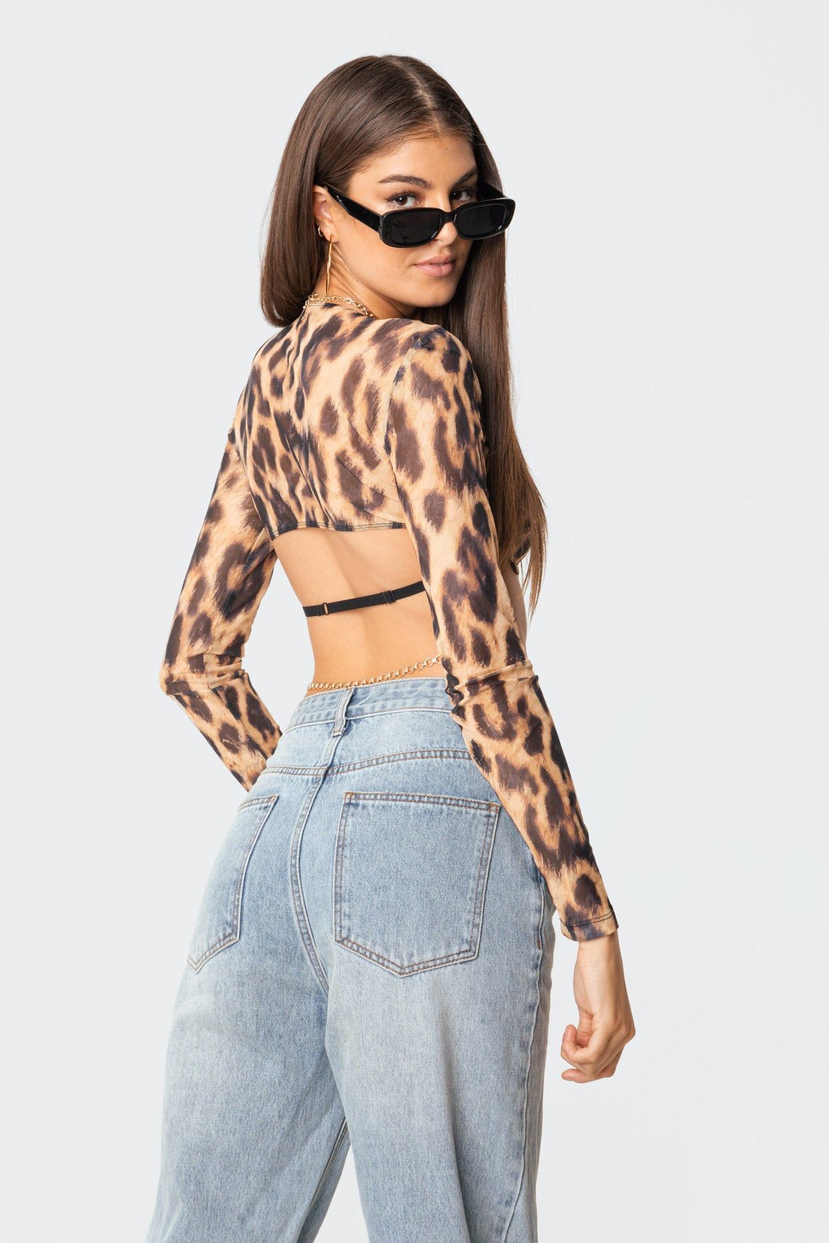 Keri Leopard Mesh Bra Top sold by Edikted product image thumbnail 5