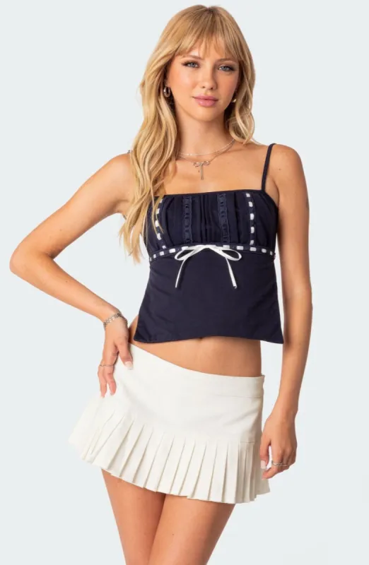 Ribbon Trim Open Back Top made by Edikted