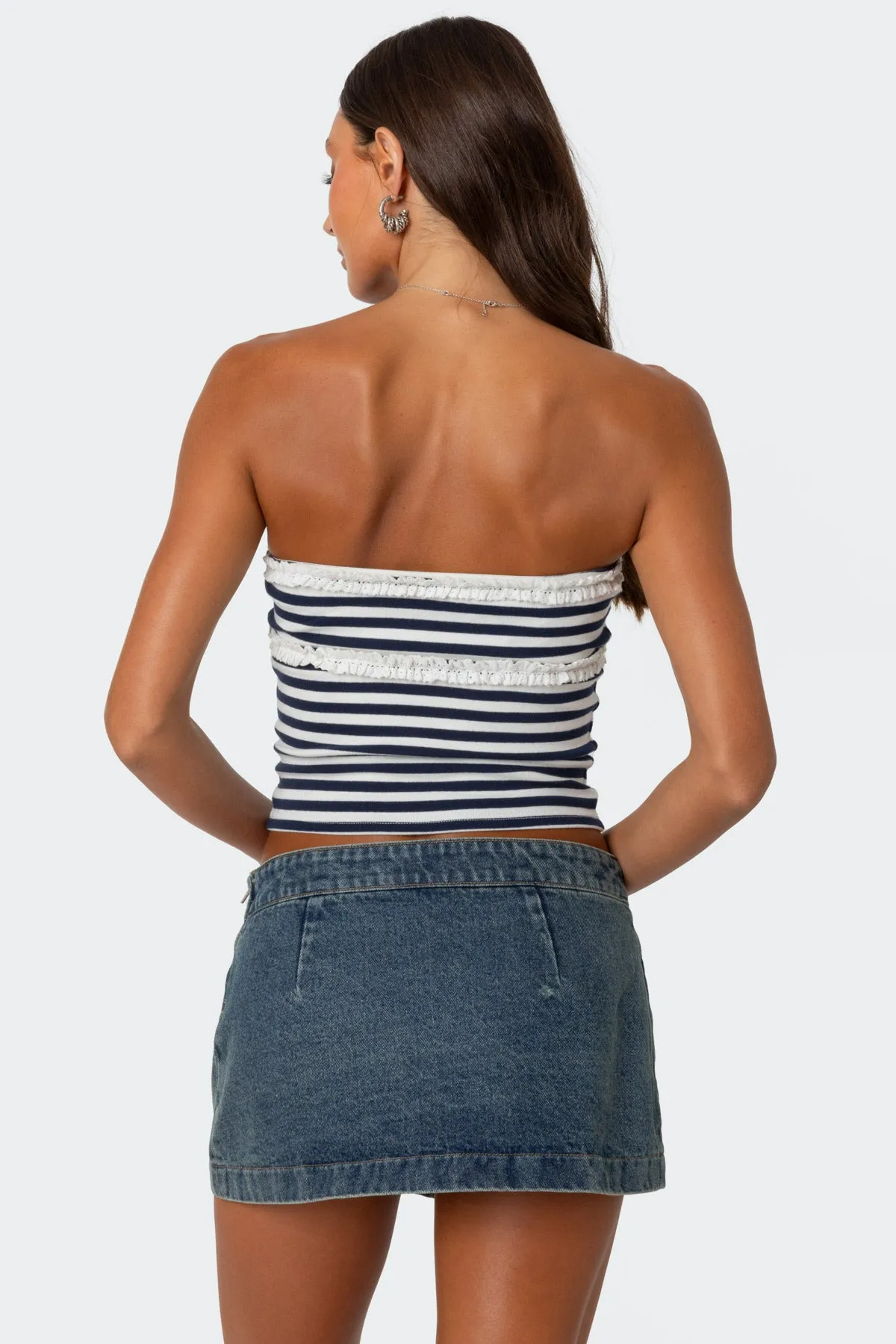 Striped Eyelet Trim Tube Top sold by Edikted product image thumbnail 4