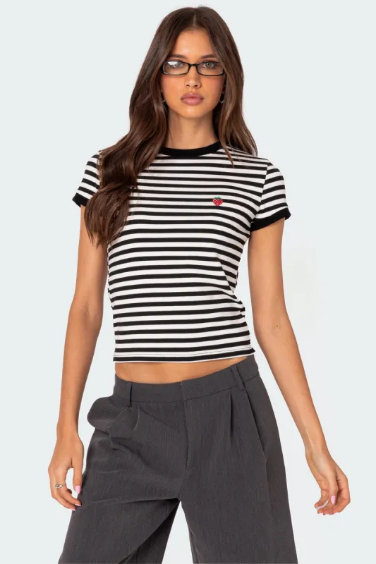 Strawberry Fields Striped T Shirt sold by Edikted