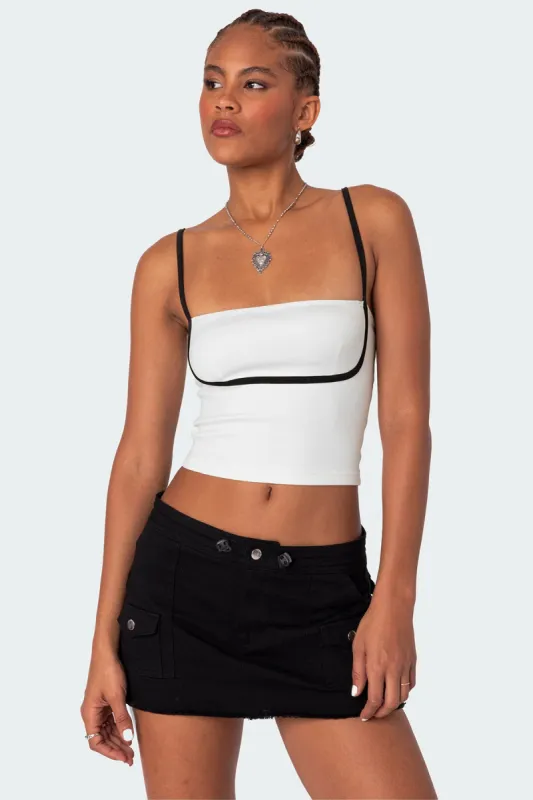 Yang Contrast Strap Tank Top sold by Edikted