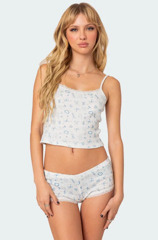 Playtime Printed Pointelle Tank Top sold by Edikted