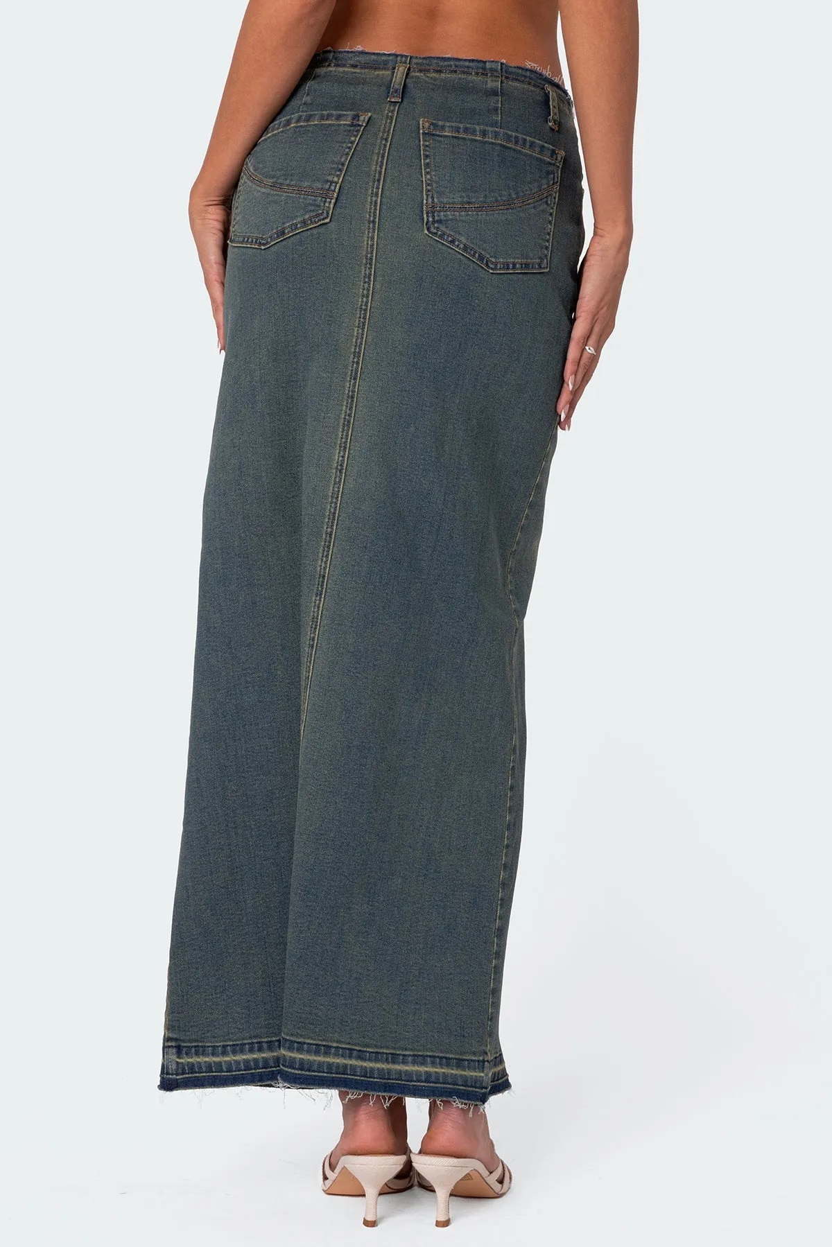 Lexy Washed Denim Maxi Skirt sold by Edikted product image thumbnail 5