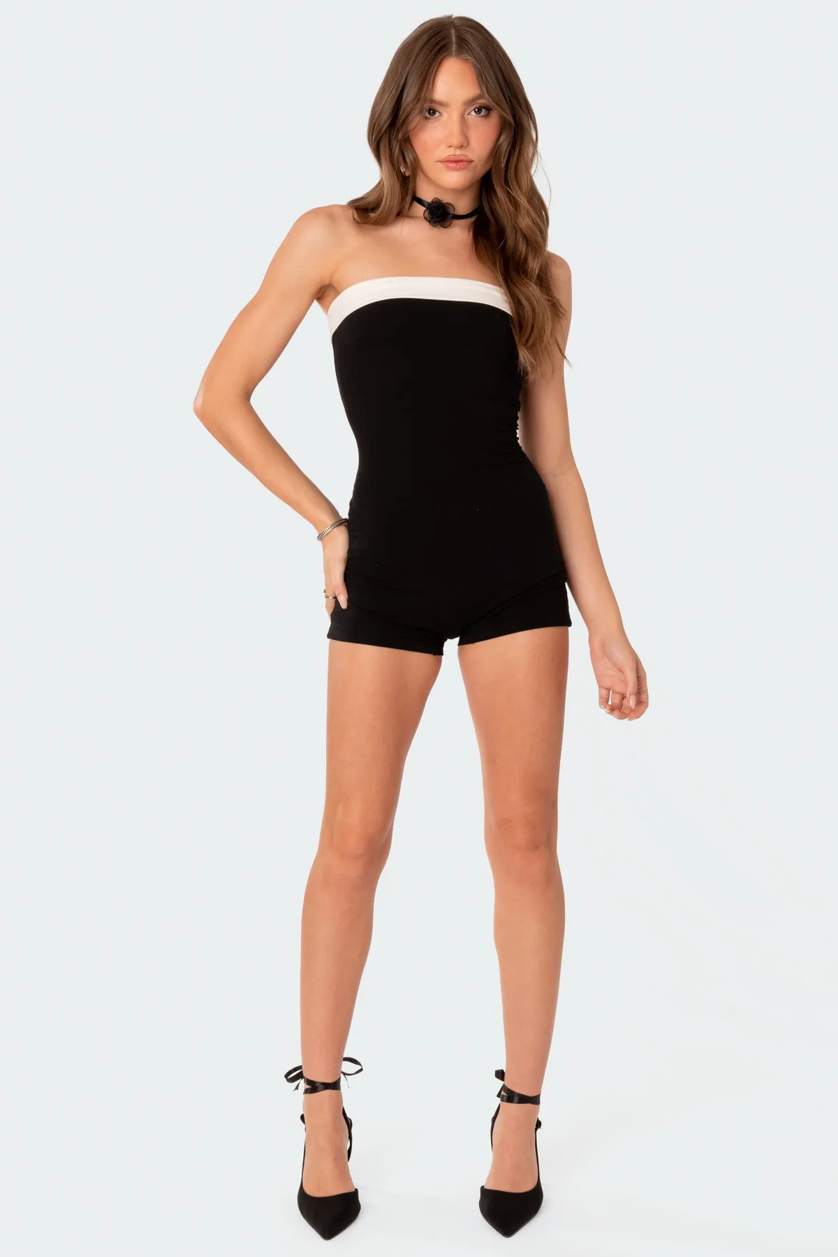 Priyah Contrast Fold Over Romper sold by Edikted product image thumbnail 5