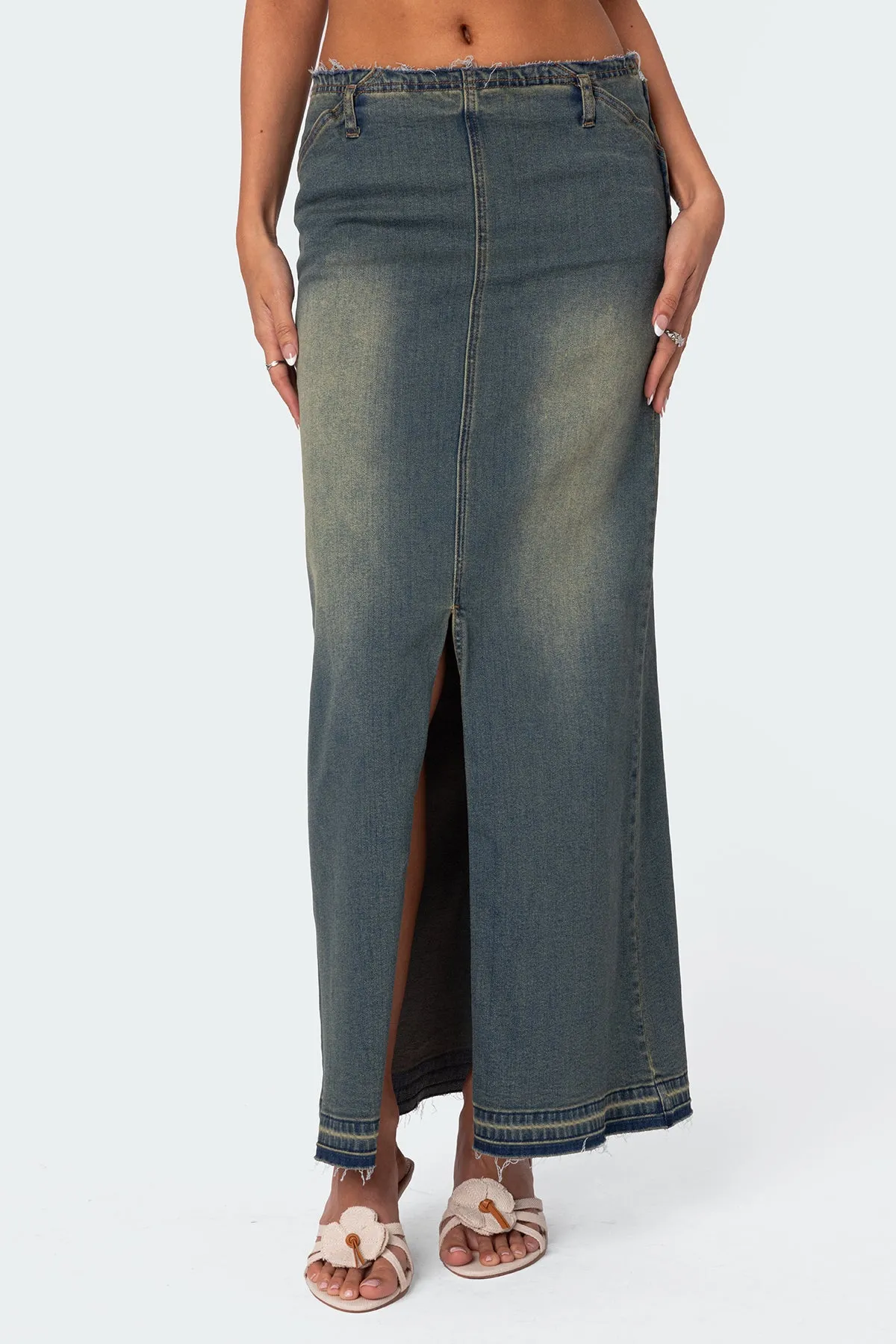 Lexy Washed Denim Maxi Skirt sold by Edikted product image thumbnail 2
