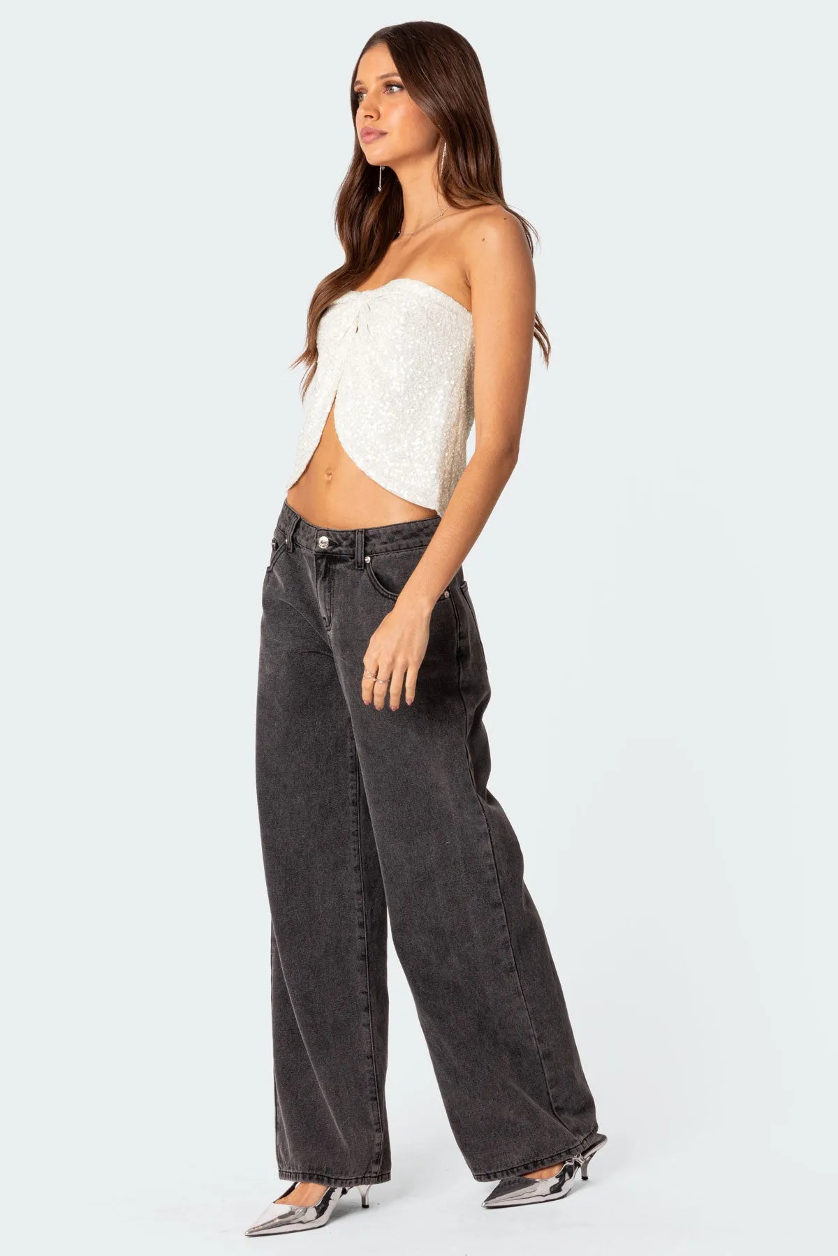 Siren Sequin Split Front Top sold by Edikted product image thumbnail 4