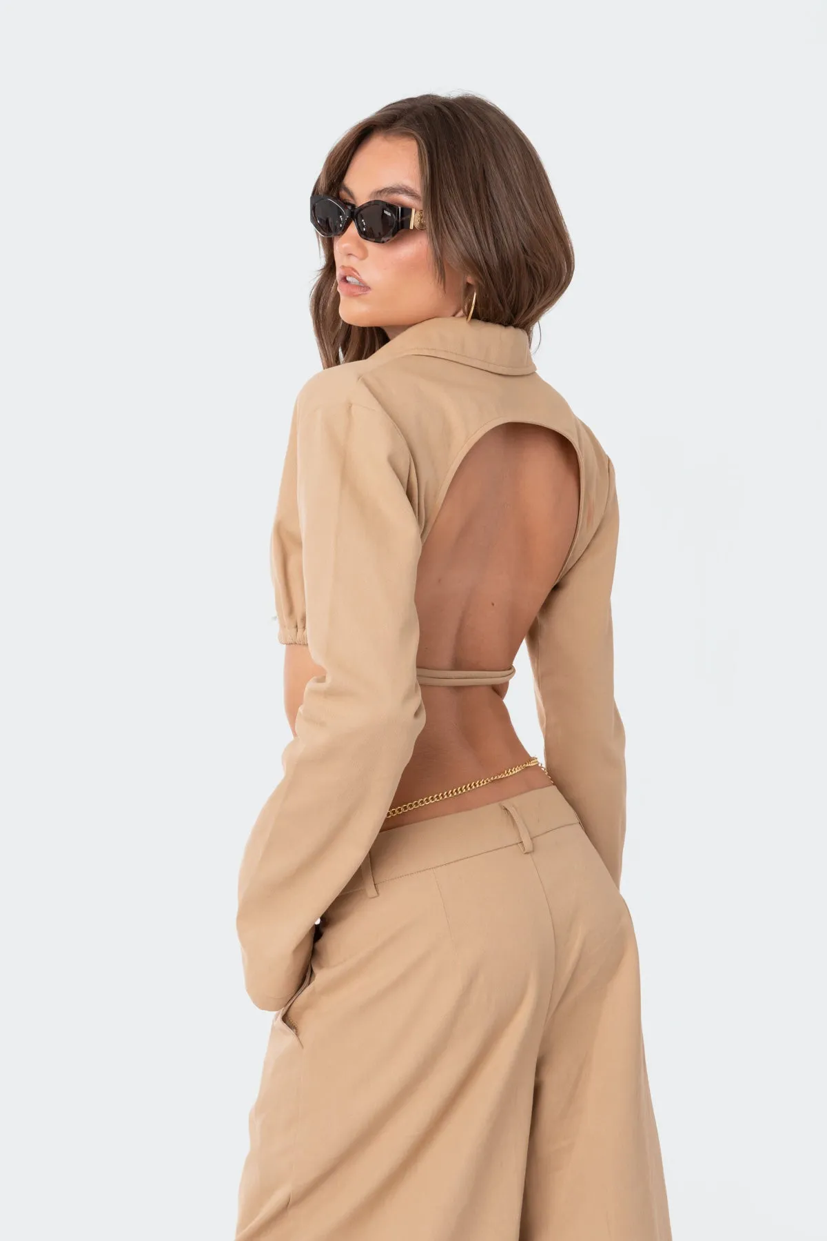 Avianna Open Back Collared Shirt sold by Edikted product image thumbnail 4