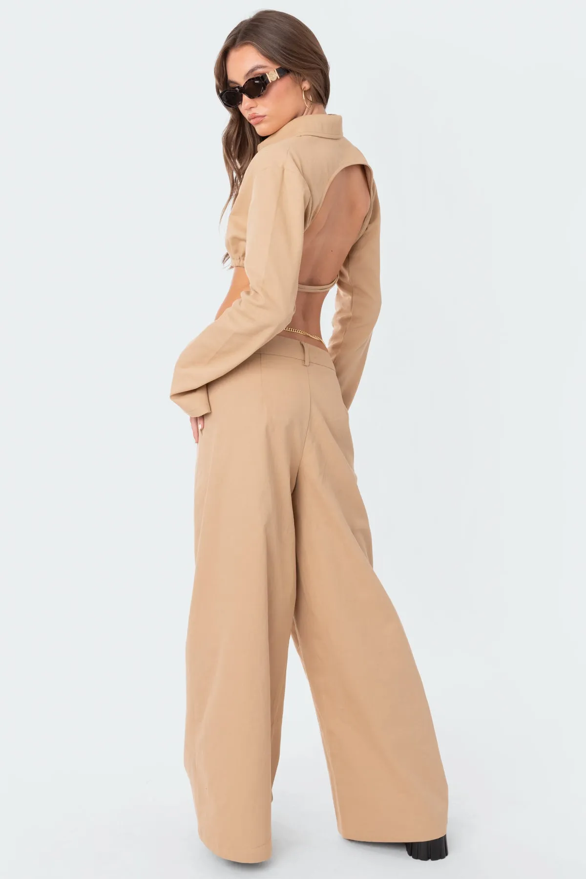 Avianna Open Back Collared Shirt sold by Edikted product image thumbnail 2