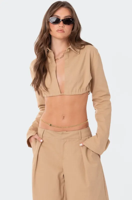 Avianna Open Back Collared Shirt sold by Edikted