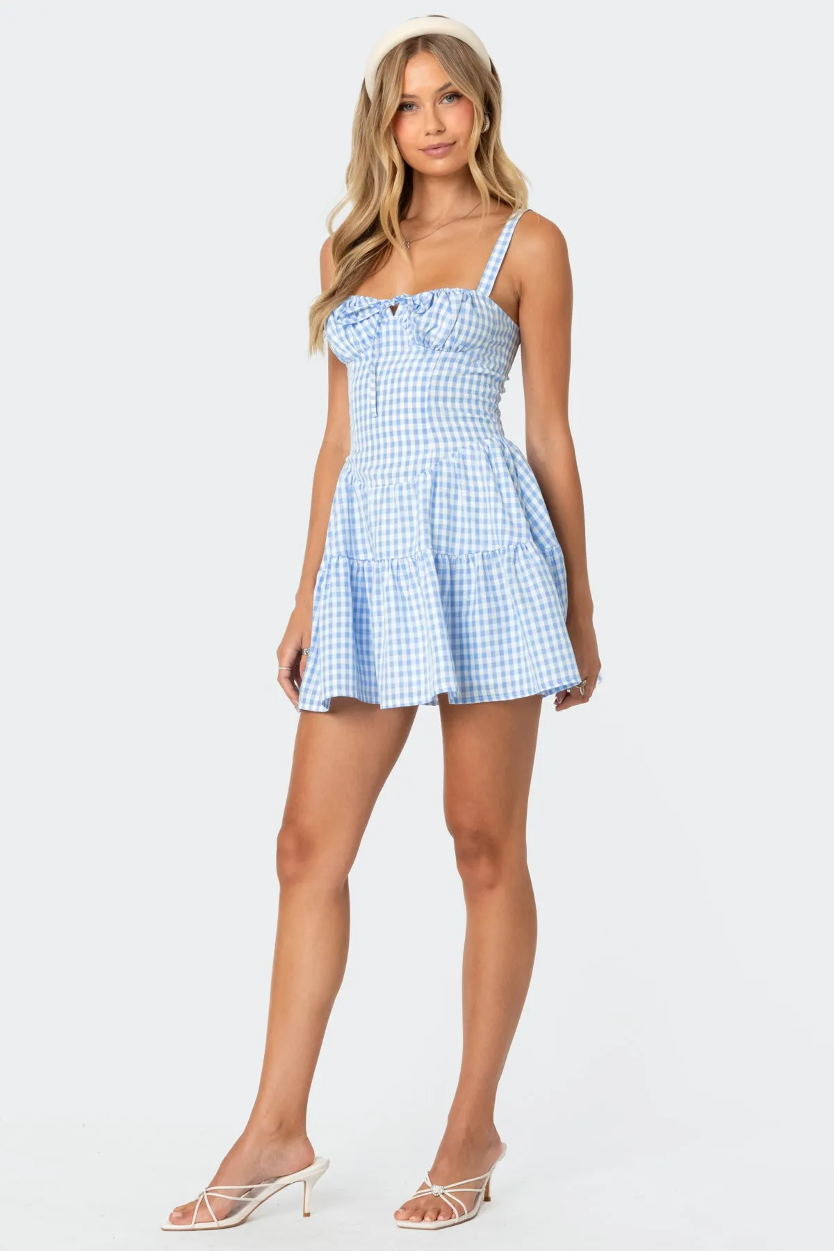 Basil Cupped Gingham Mini Dress sold by Edikted product image thumbnail 2