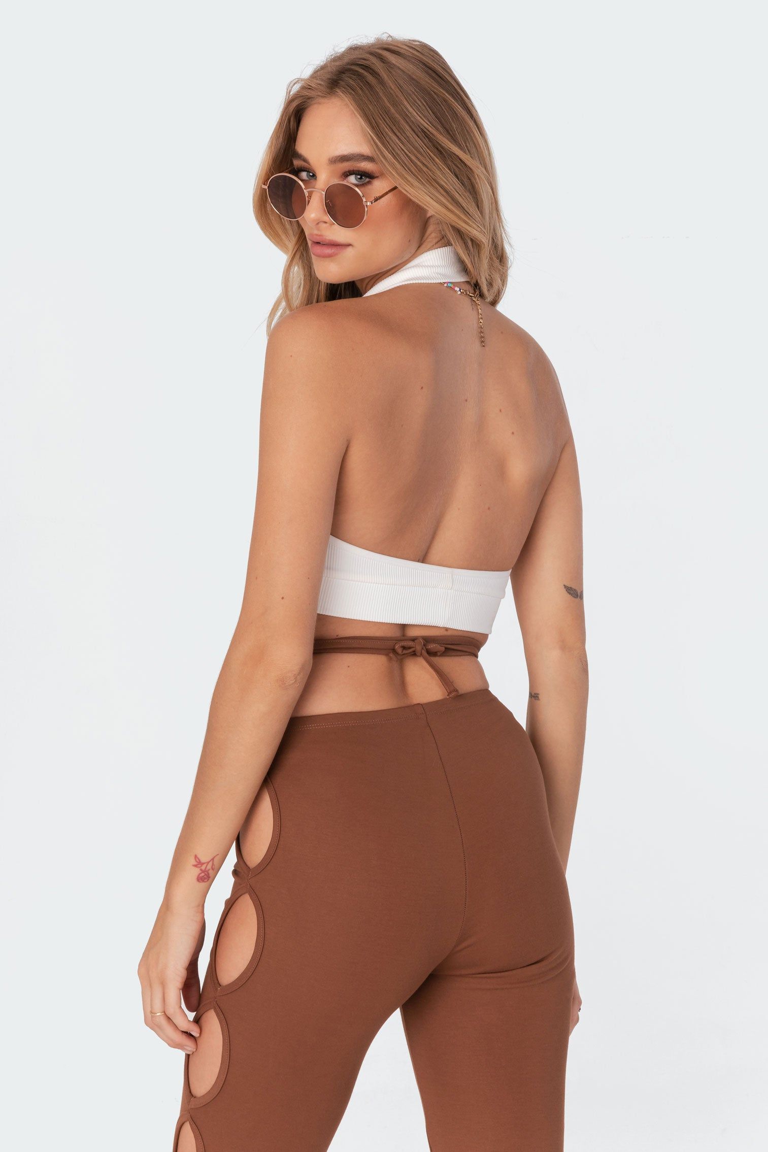 Jerry Ribbed Open-Back Crop Top sold by Edikted product image thumbnail 4