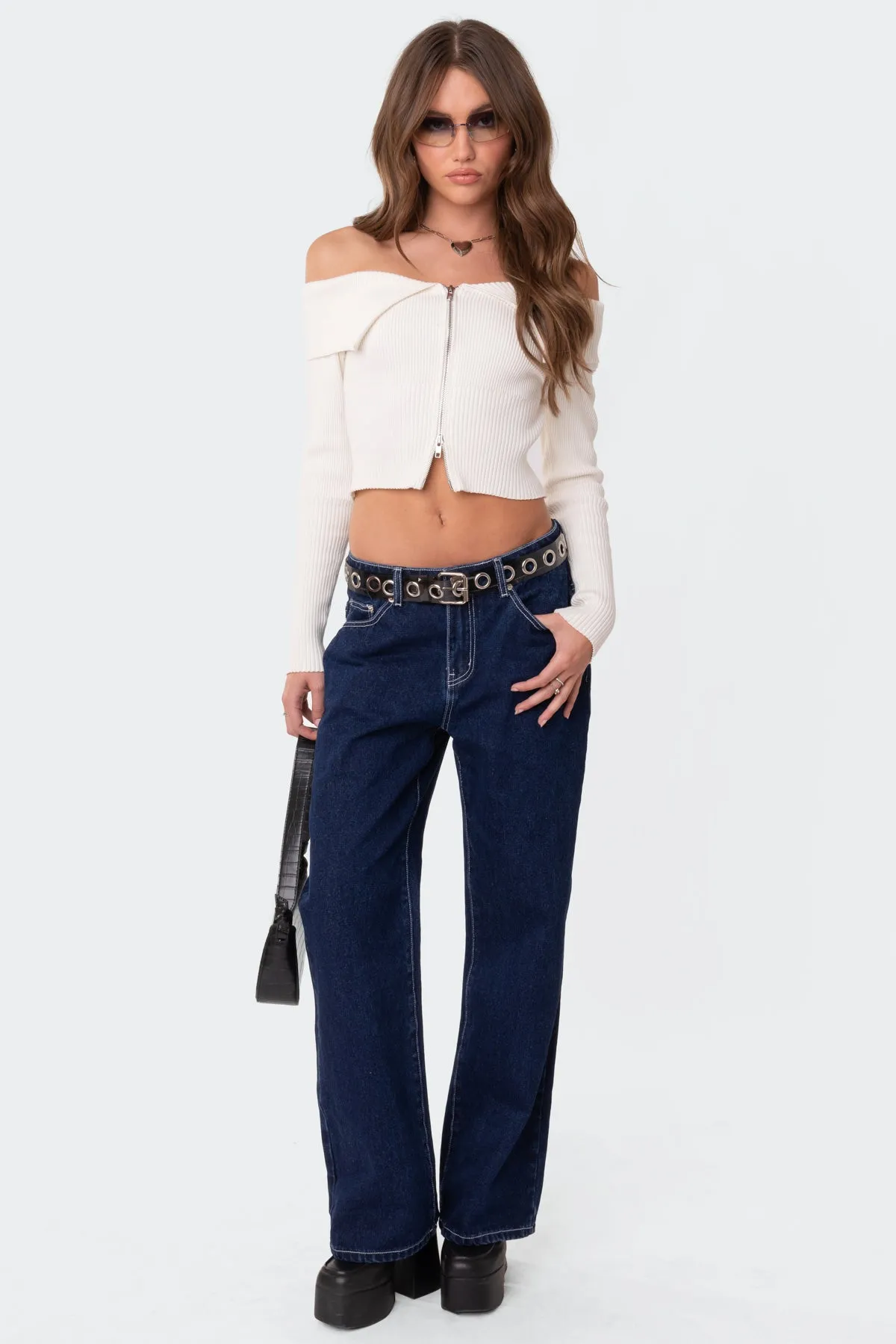 Fold Over Double Zip Knit Top sold by Edikted product image thumbnail 5