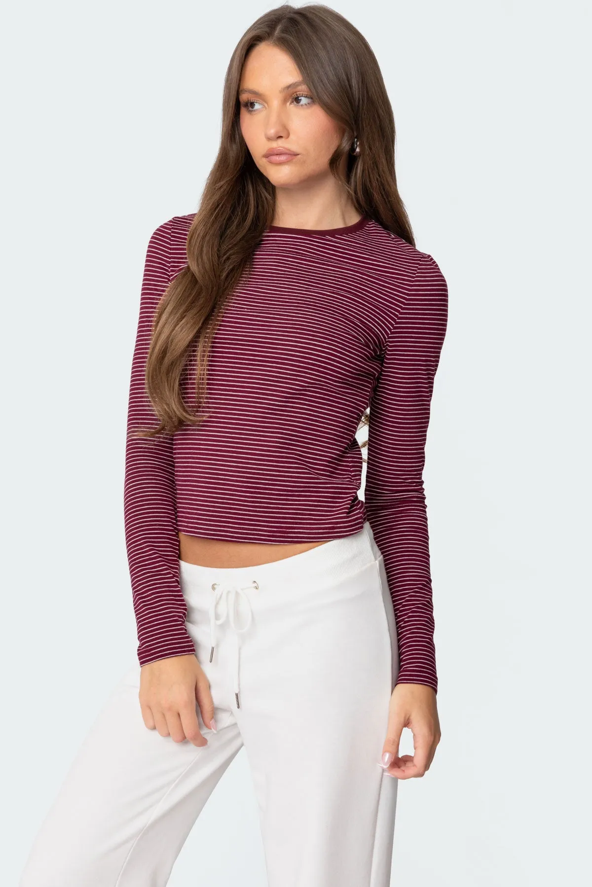 Brianna Striped Long Sleeve T Shirt sold by Edikted product image thumbnail 3