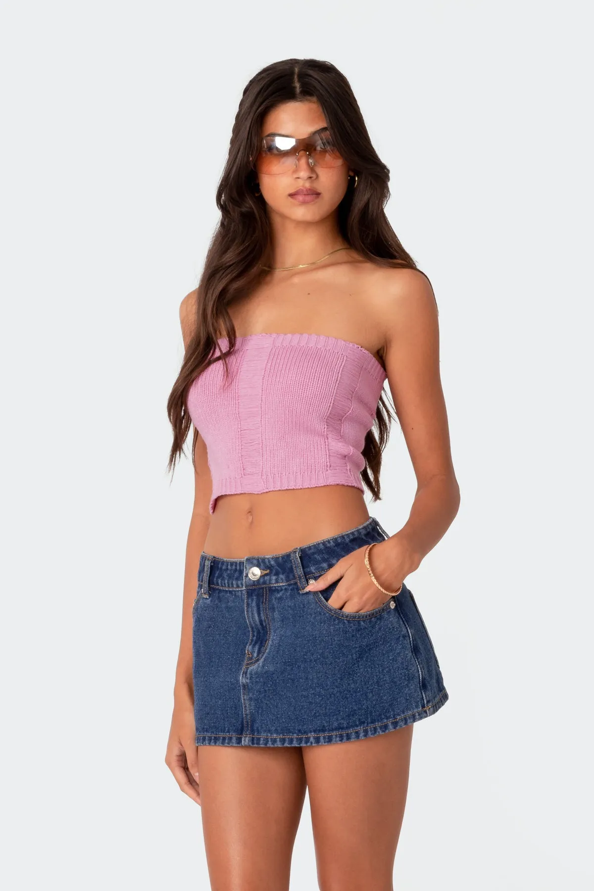 Lotta Knit Lace Up Tube Top sold by Edikted product image thumbnail 4