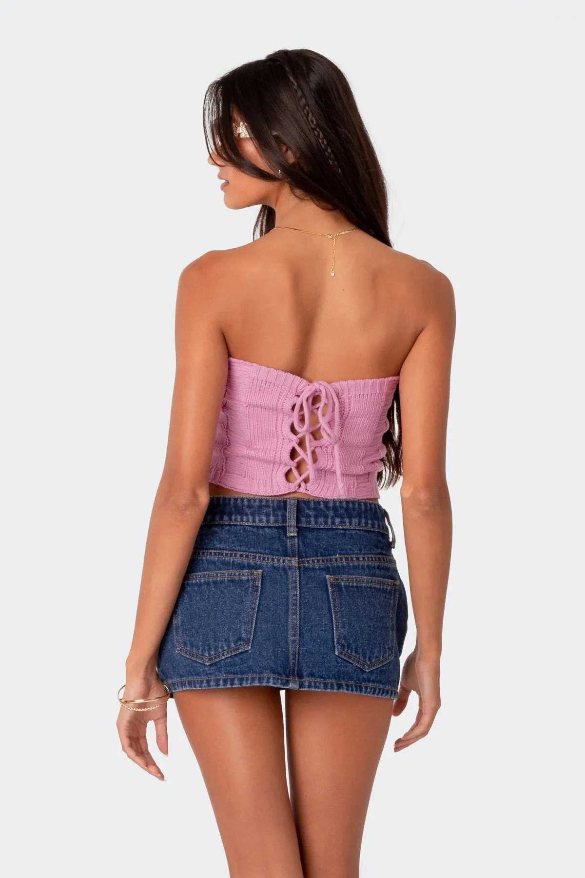 Lotta Knit Lace Up Tube Top sold by Edikted product image thumbnail 5