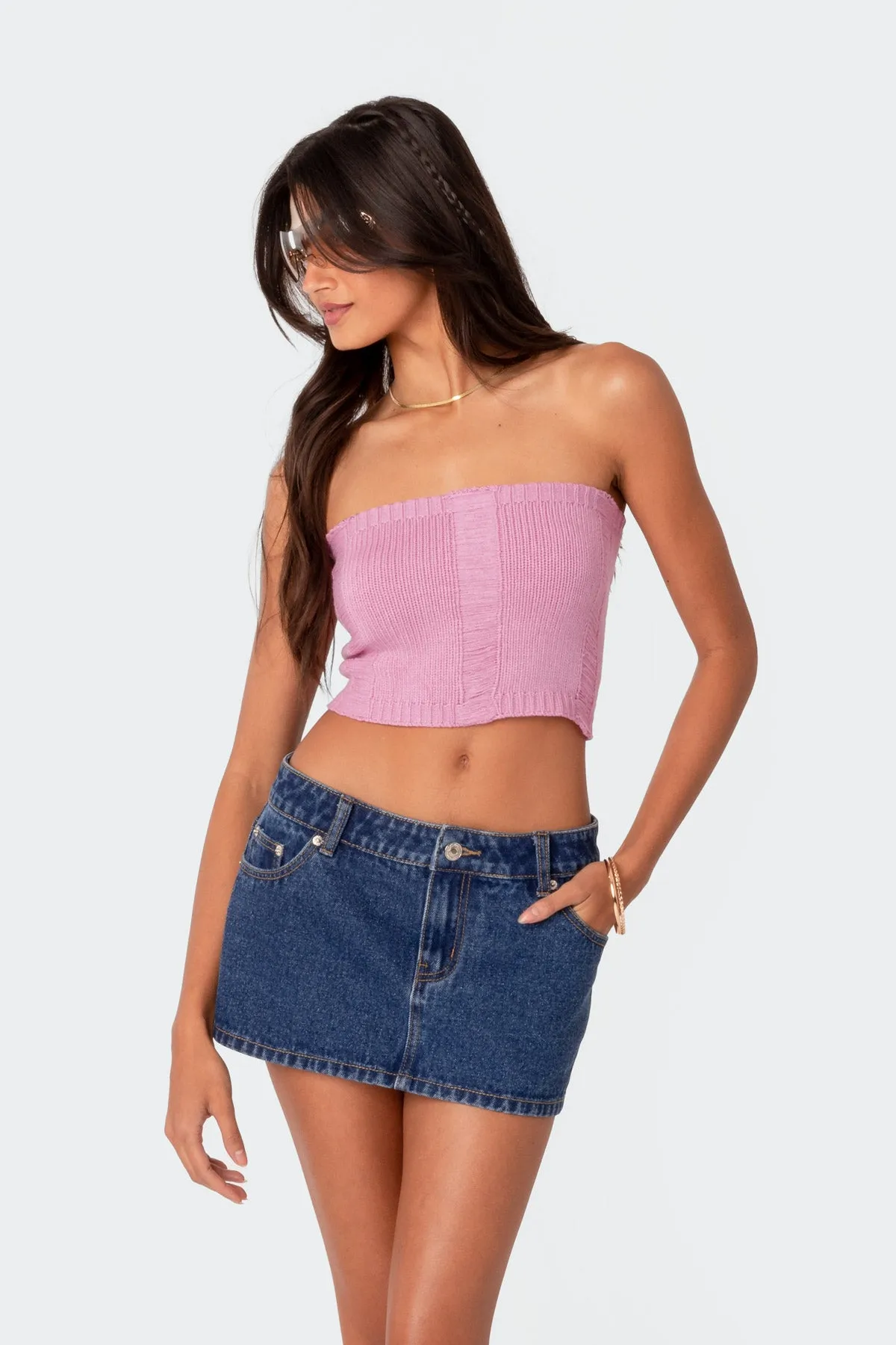 Lotta Knit Lace Up Tube Top sold by Edikted product image thumbnail 3