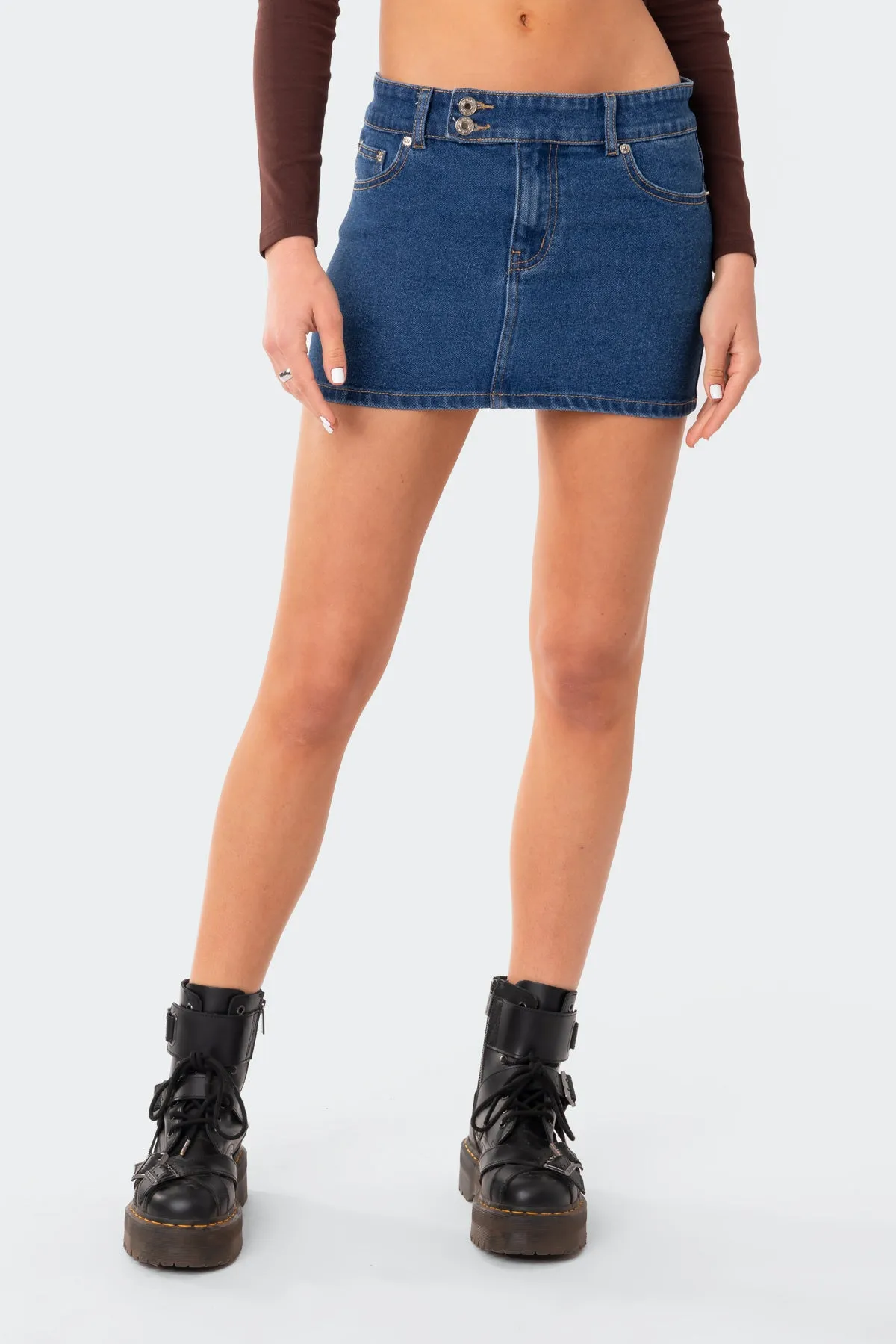Laiha Low-Rise Denim Mini Skirt sold by Edikted product image thumbnail 2