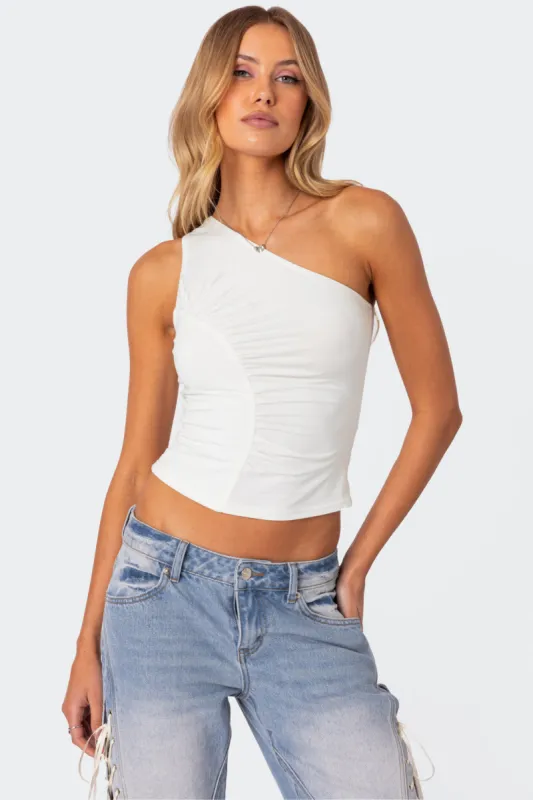 Ivy Ruched One Shoulder Top sold by Edikted