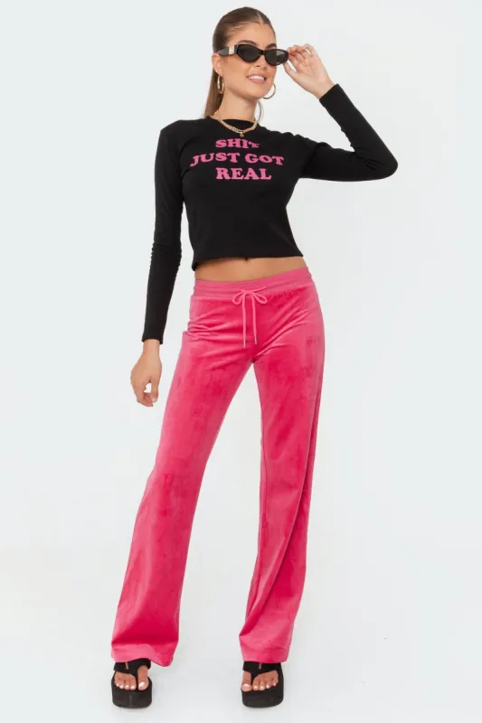 Erin Low-Rise Velour Sweatpants sold by Edikted