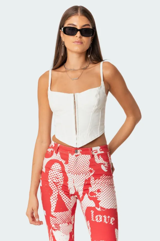 Keelee Denim Corset Top sold by Edikted