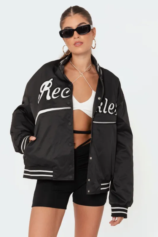 Team Reckless Oversized Baseball Jacket sold by Edikted