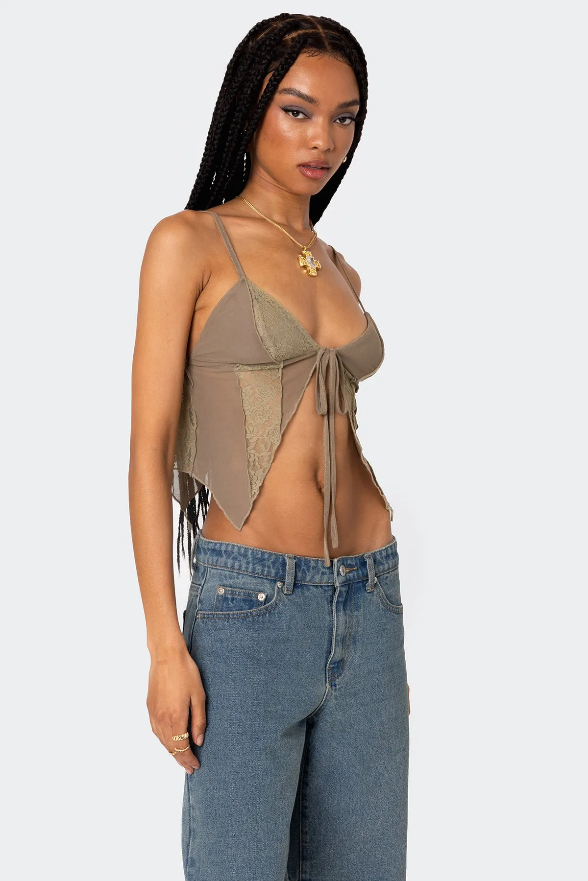 Patchwork Lacey Mesh Top sold by Edikted product image thumbnail 3