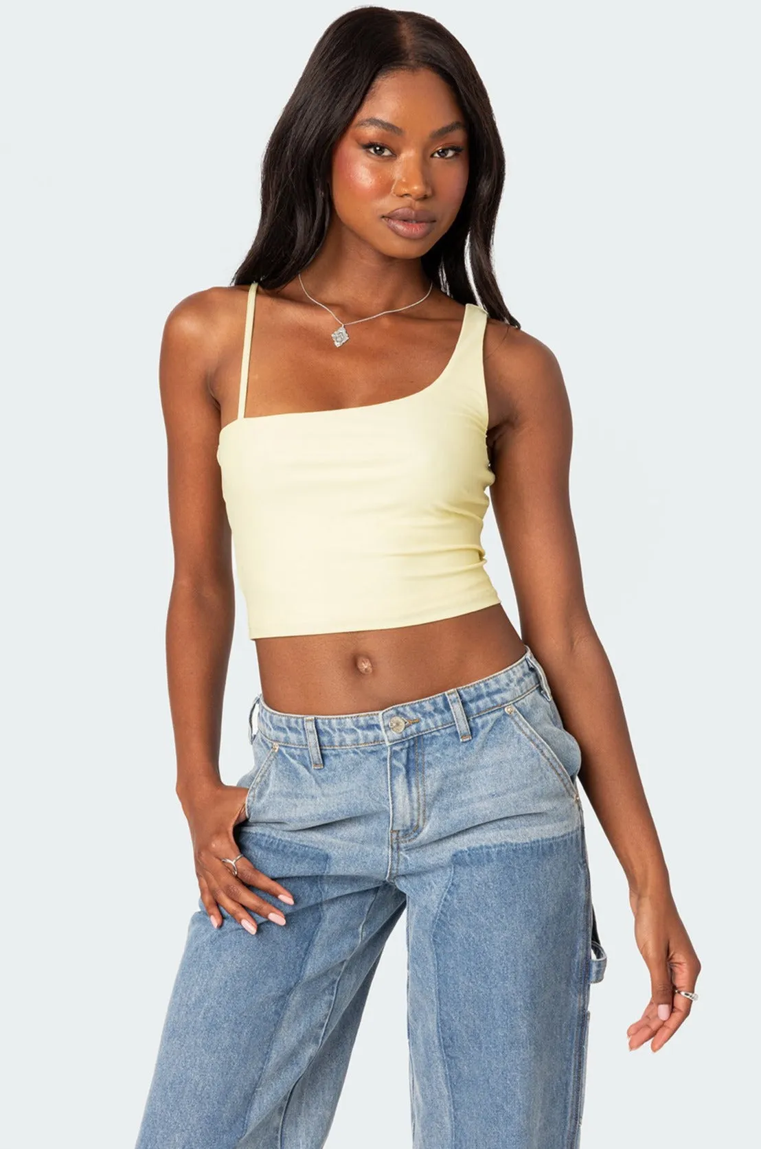 Reece Asymmetric Strap Crop Top sold by Edikted