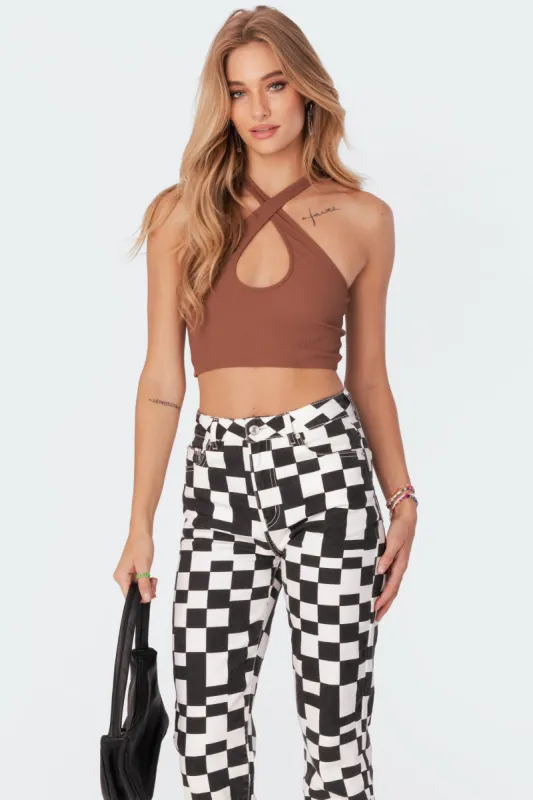 Alexis Cross Halter Top sold by Edikted