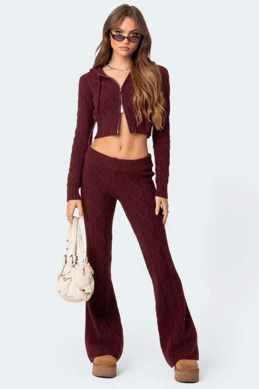 Ray Cable Knit Flared Pants sold by Edikted