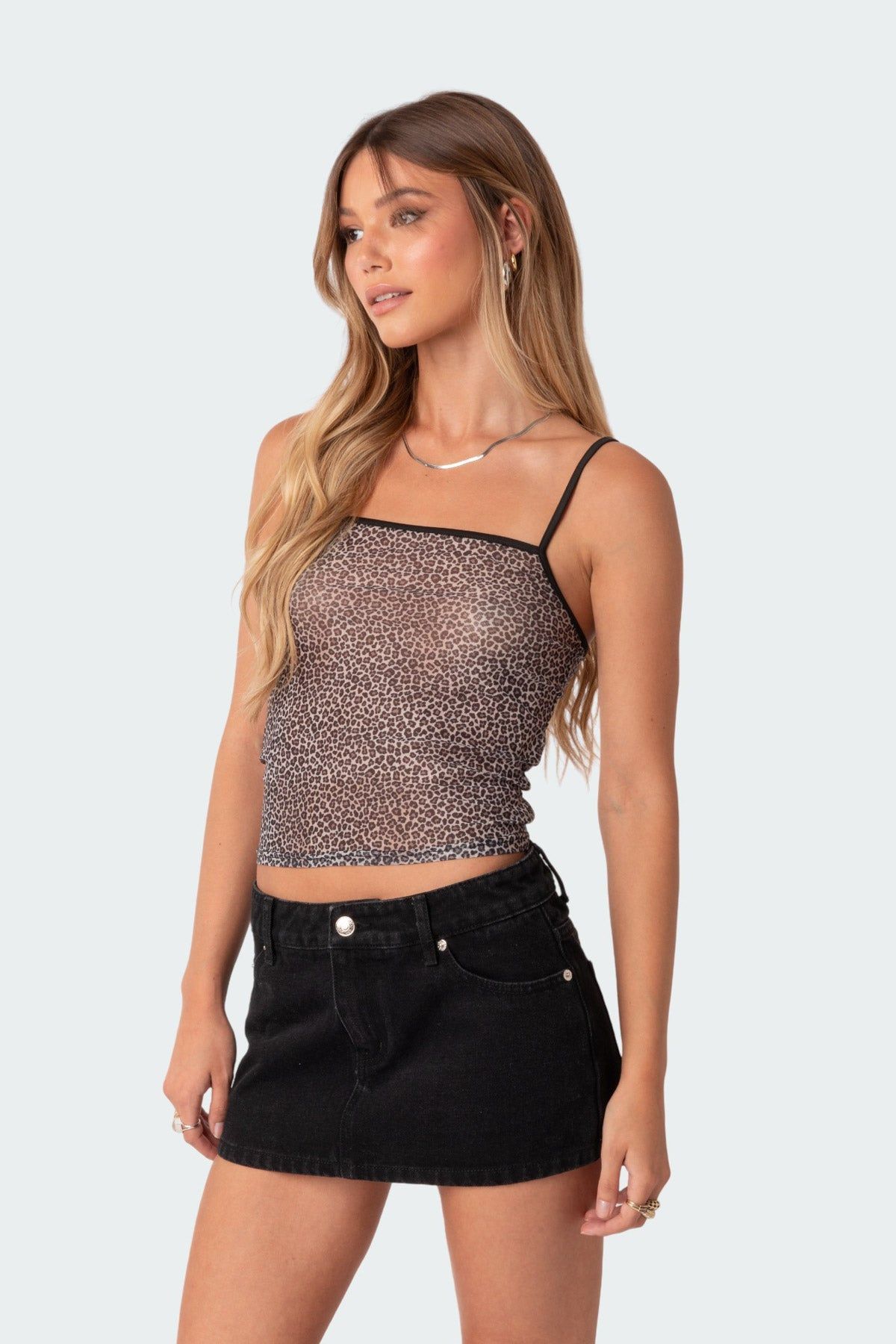 Leopard Printed Sheer Mesh Tank Top sold by Edikted product image thumbnail 3