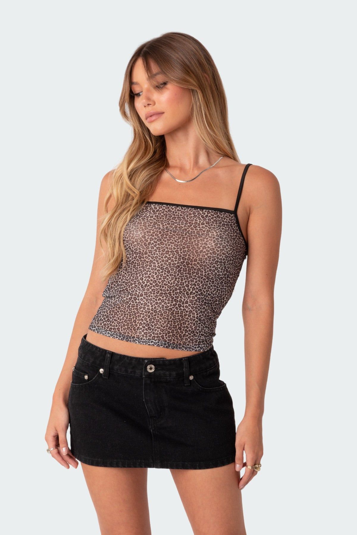 Leopard Printed Sheer Mesh Tank Top sold by Edikted