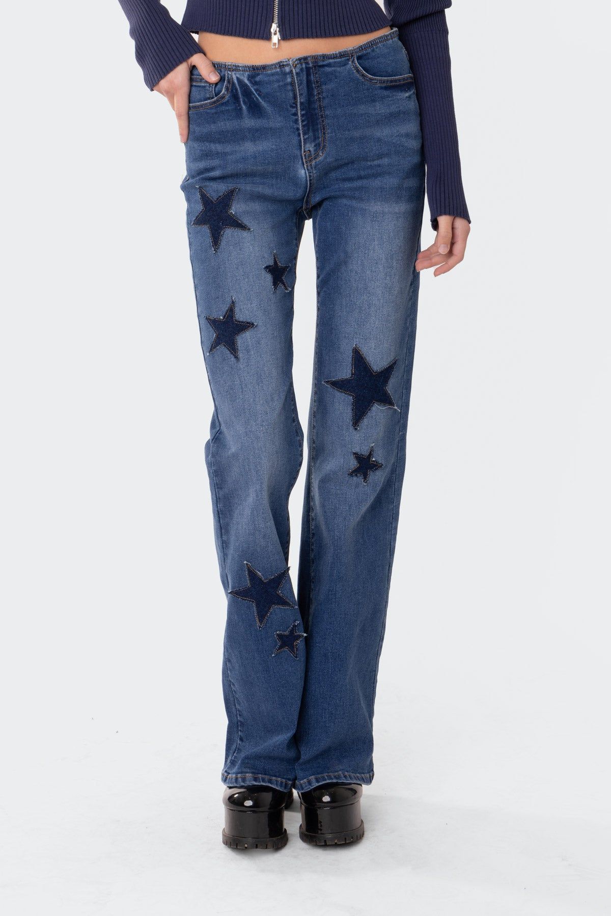 Twinkle Low Rise Flared Jeans sold by Edikted product image thumbnail 4