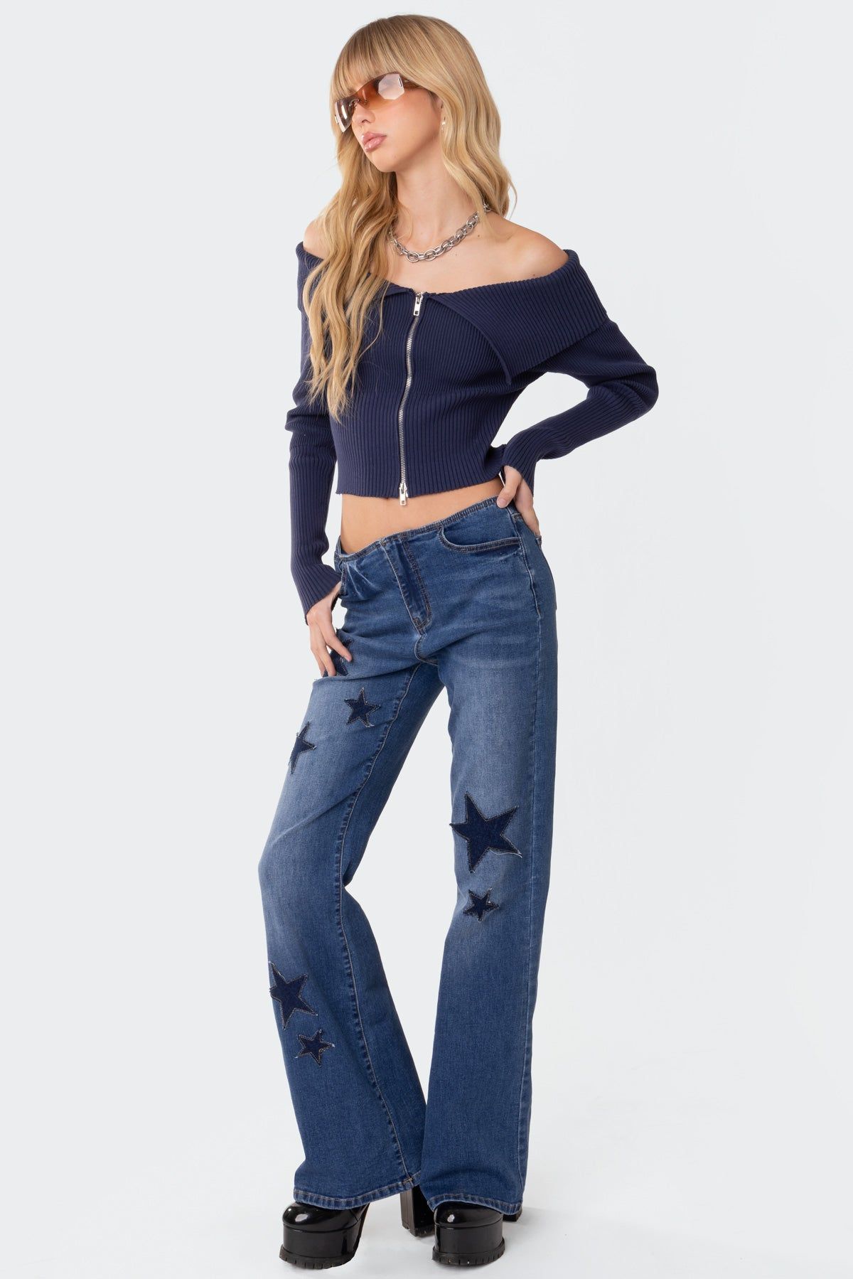 Twinkle Low Rise Flared Jeans sold by Edikted product image thumbnail 3
