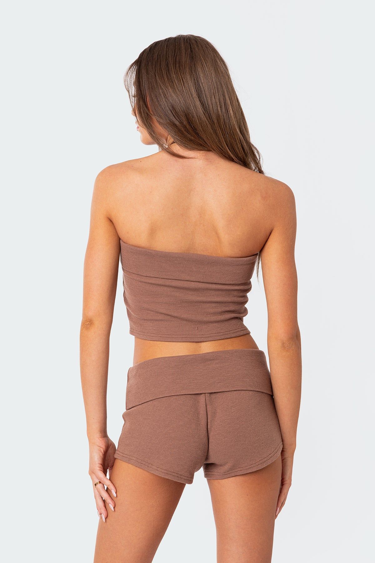 Lizzy Foldover Waffle Tube Top sold by Edikted product image thumbnail 5