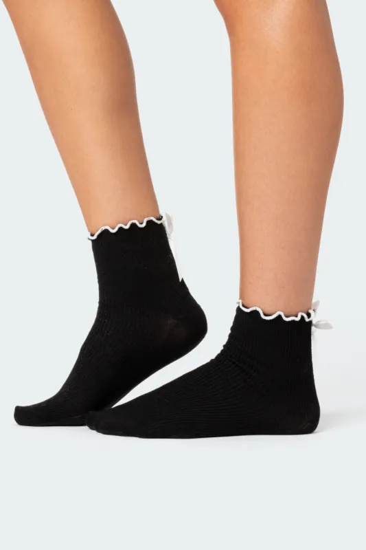 Frill & Bow Socks sold by Edikted