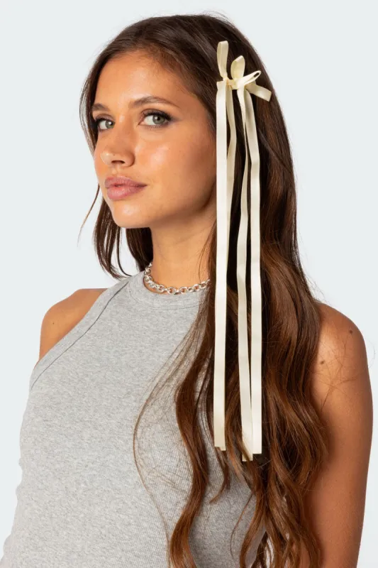 Satin Effect Ribbon Hair Clip sold by Edikted