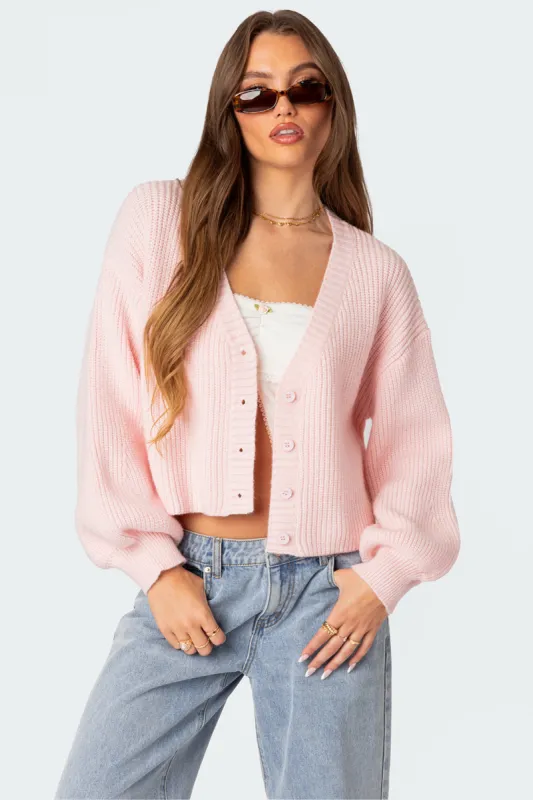 Sabrina Chunky Knit Cropped Cardigan sold by Edikted