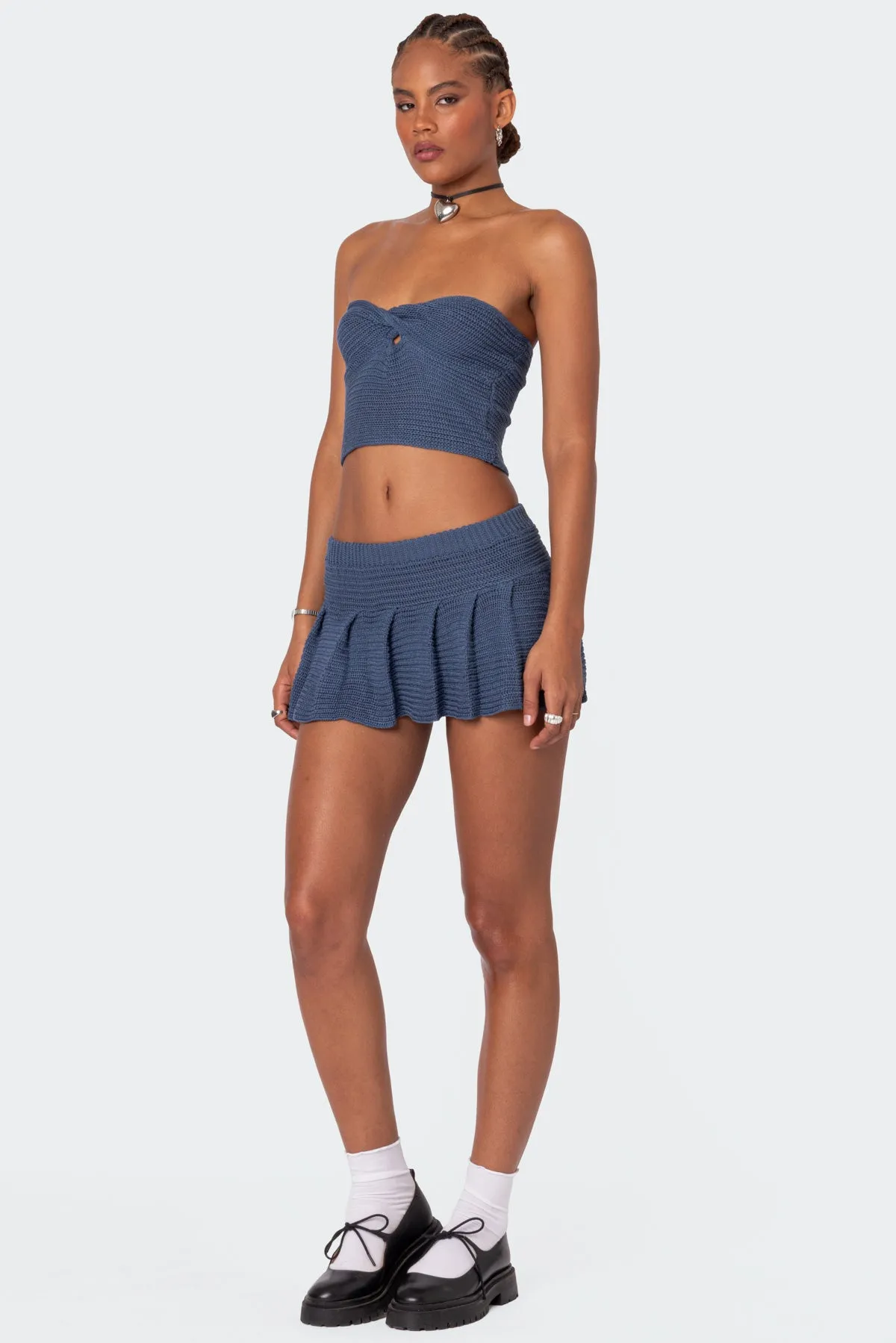 Kiera Pleated Knit Mini Skirt sold by Edikted product image thumbnail 3