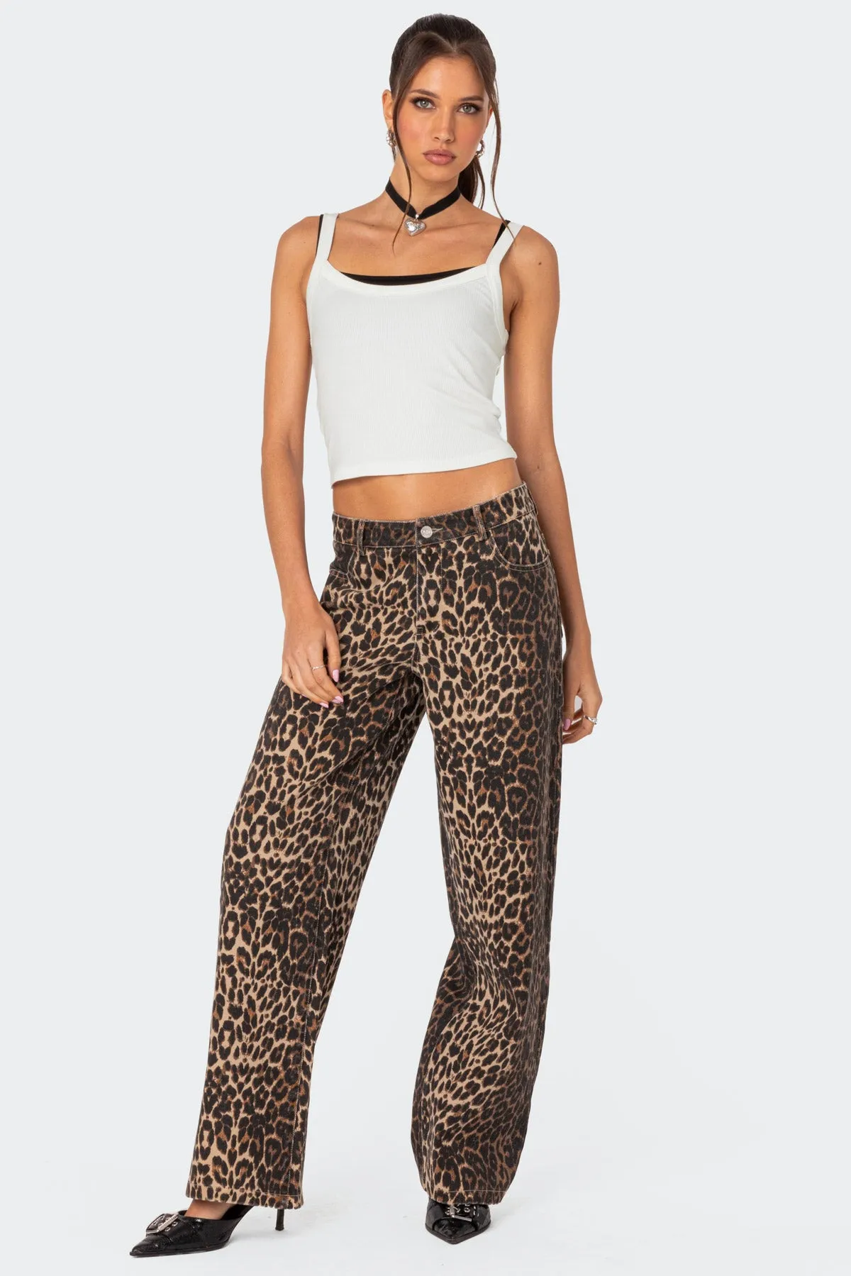 Leopard Printed Low Rise Jeans sold by Edikted product image thumbnail 3