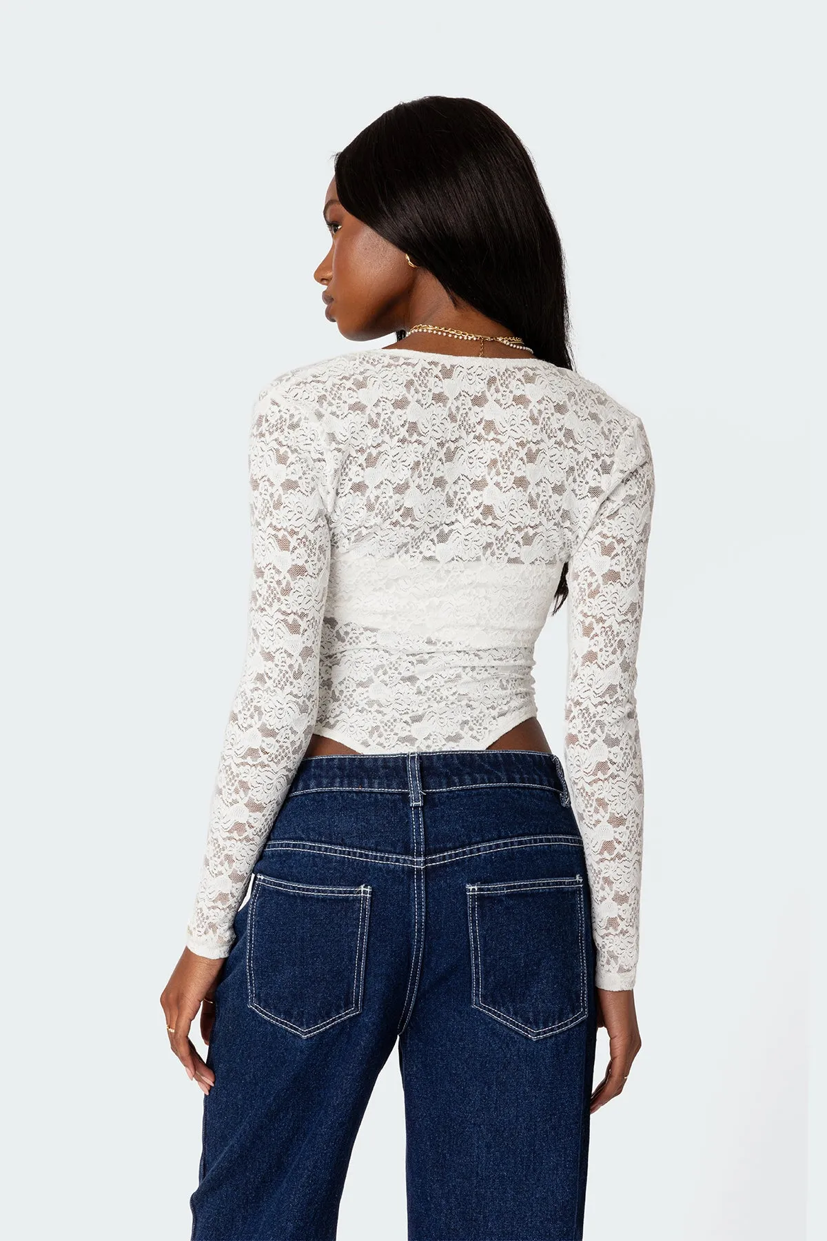 Zoey Sheer Lace Two Piece Bodysuit sold by Edikted product image thumbnail 5
