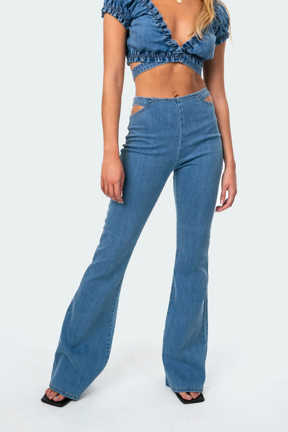 Kira Cut-Out Flared Jeans sold by Edikted product image thumbnail 2